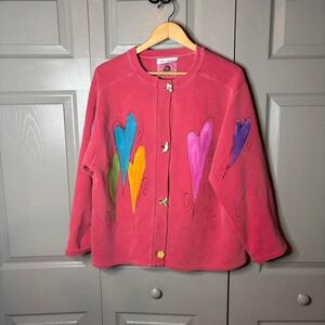 Y2K pink heart cardigan  Size M Victoria